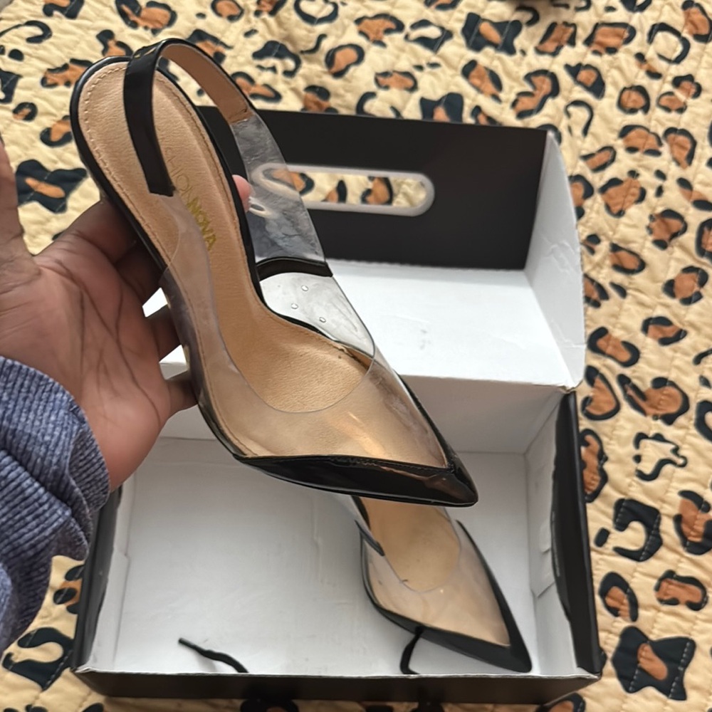 Women's Black and Clear Heels
